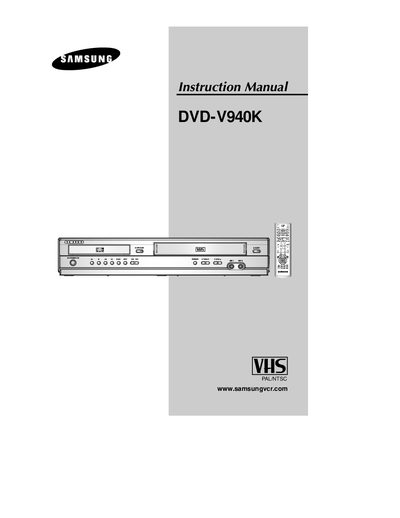 Samsung DVD-V940K Installation Guide - cover page