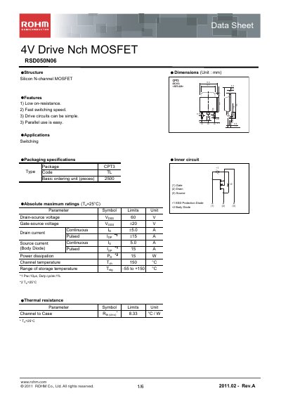 ROHM RSD050N06 Manual - cover page