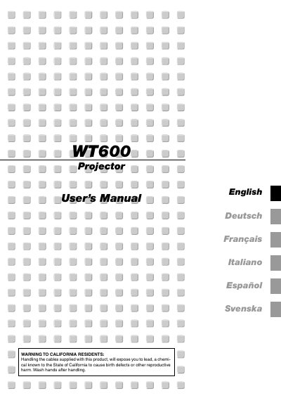NEC WT600 Projector User's Manual - cover page