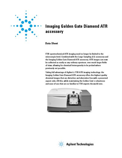 Agilent Imaging Golden Gate Diamond ATR Accessory Data Sheet - cover page