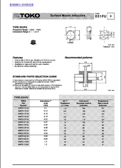 TOLO D31FU Datasheet - cover page