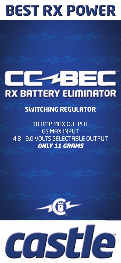 castle BEST RX POWER SWITCHING REGULATOR 10 AMP MAX OUTPUT 6S MAX INPUT 4.8 - 9.0 VOLTS SELECTABLE OUTPUT ONLY 11 GRAMS  - cover page