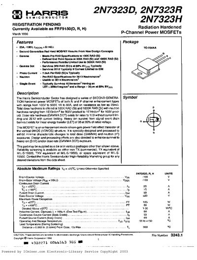 Harris 2N7323D/2N7323R/2N7323H Datasheet - cover page