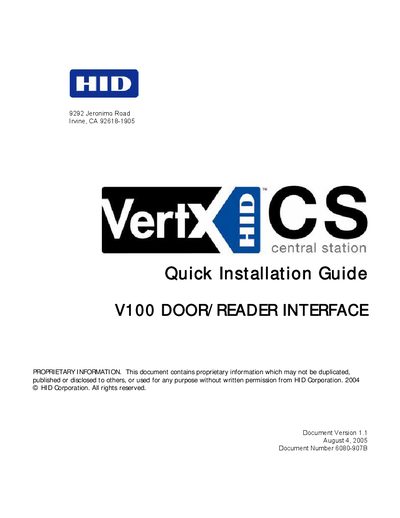 HID V100access controller Installation Guide( English )