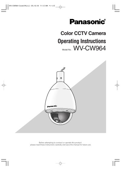 Panasonic WV-CW964P Color CCTV Camera Operating Instructions