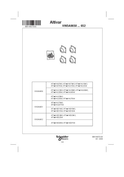 Altivar VW3A9650...652 Manual - cover page