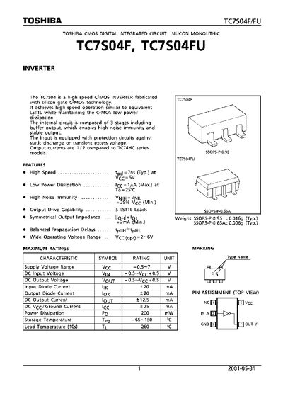 TOSHIBA TC7S04FU Manual