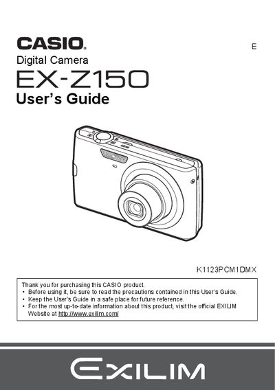 Casio EX-Z150 Digital Camera User's Guide - cover page