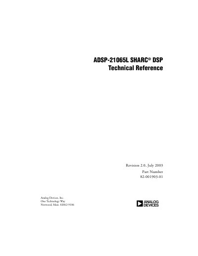 Analog Devices ADSP-21065L SHARC DSP Technical Reference - cover page