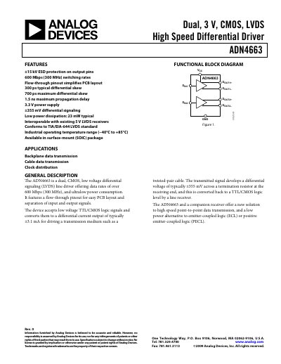Analog Devices ADN4663 Datasheet - cover page