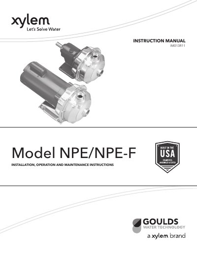 Goulds NPE/NPE-F Centrifugal Pump Installation Operation and Maintenance Instructions - cover page