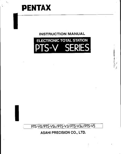 Pentax PTS-V Series Electronic Total Station User Manual - cover page