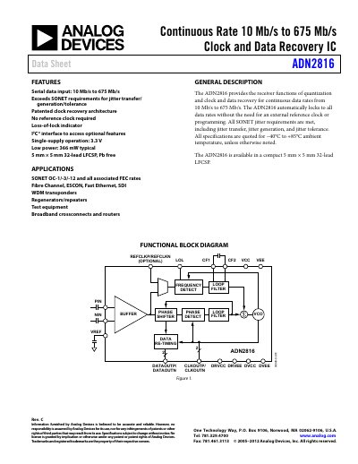 Analog Devices ADN2816 Data Sheet Rev C