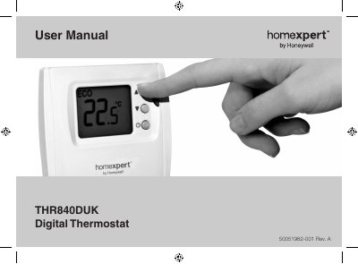 Honeywell THR840DUK Digital Thermostat User Manual - cover page