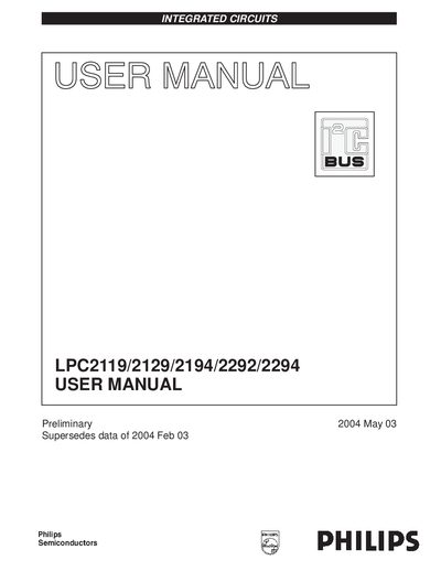 Philips LPC2119/2129/2194/2292/2294 User Manual - cover page