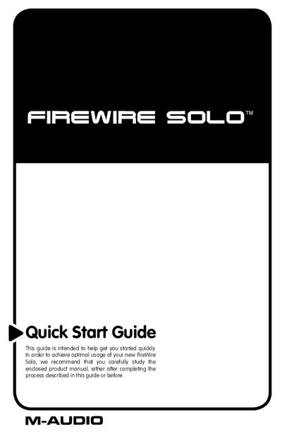 M-Audio FireWire Solo Quick Start Guide - cover page