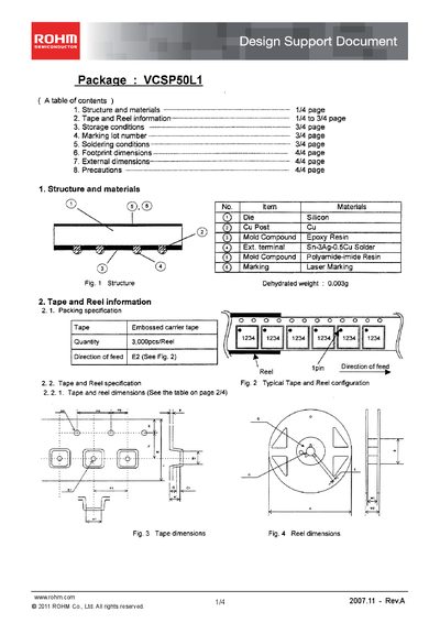 ROHM VCSP50L1 Package Design Support Document - cover page