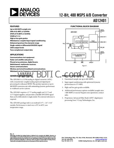 Analog Devices AD12401 Datasheet - cover page