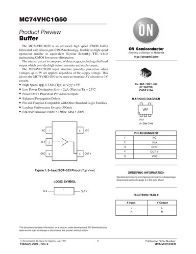 ONSEMI SC 88A SOT 353 DF SUFFIX CASE 419A Manual - cover page