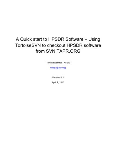 HPSDR Software Quick Start Guide
