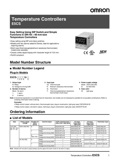 Omron E5CS Temperature Controller User Manual