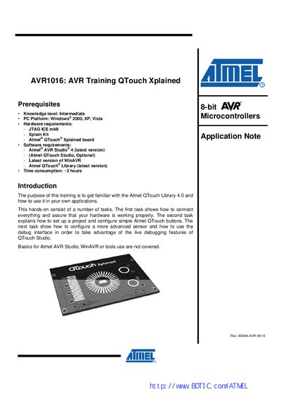 Atmel AVR1016 Application Note - cover page
