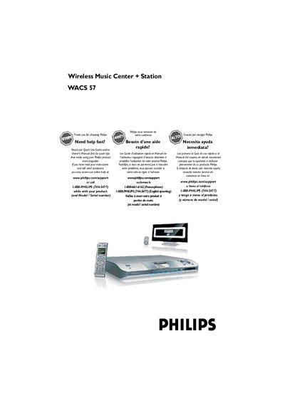 Philips WACS 57 Wireless Music Center + Station User Manual - cover page
