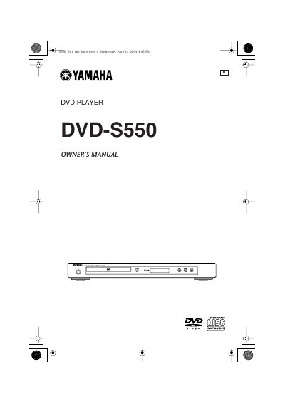 Yamaha DVD-S550 DVD Player Owner's Manual - cover page