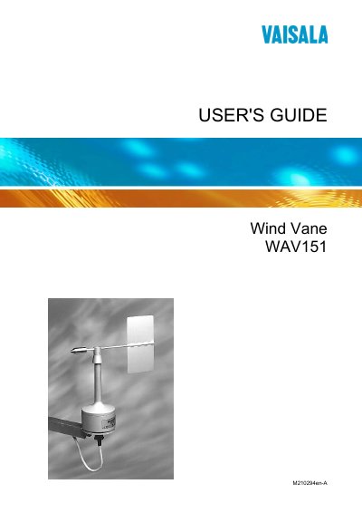 Vaisala WAV151 Wind Vane User's Guide - cover page