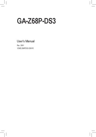 Gigabyte GA-Z68P-DS3 Motherboard User Manual