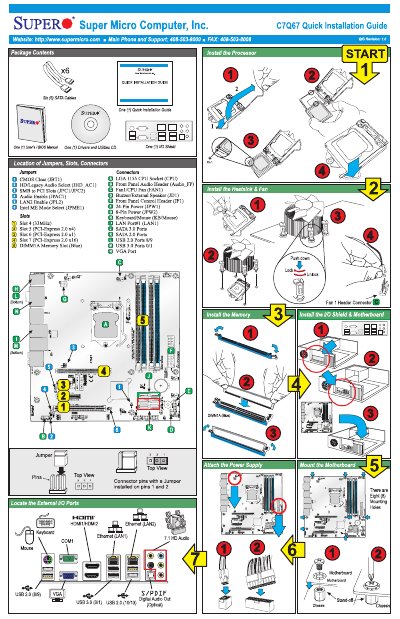 Supermicro C7Q67 Server Board Quick Installation Guide - cover page