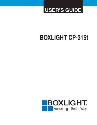 BOXLIGHT CP-315t Projector User Manual - cover page
