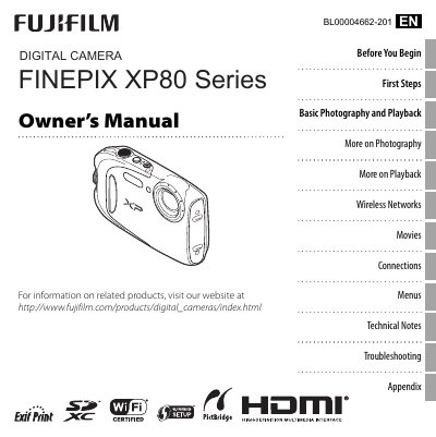 Fujifilm FinePix XP80 Series Digital Camera Owner's Manual - cover page