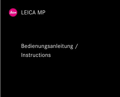 Leica MP User Manual - cover page