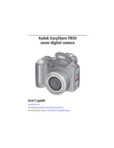 Kodak EasyShare P850 Digital Camera User Manual - cover page