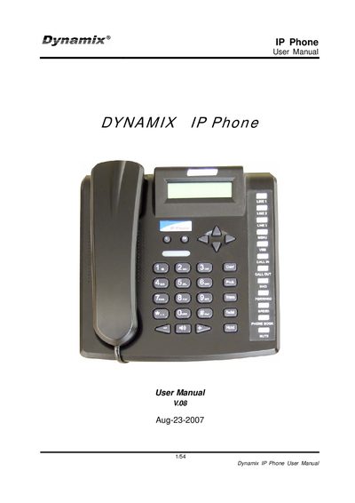 Dynamix DW IP Phone User Manual - cover page