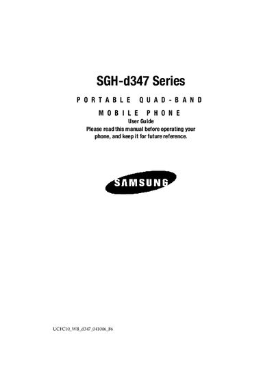 Samsung SGH-d347 Mobile Phone User Guide - cover page