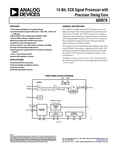Analog Devices AD9979 CCD Signal Processor Product Handbook