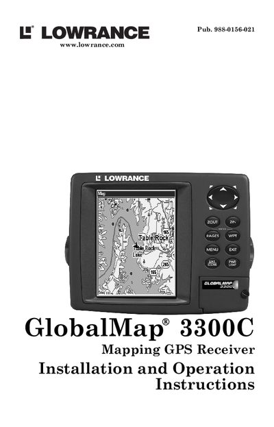 Lowrance GlobalMap 3300C Mapping GPS Receiver Installation and Operation Instructions - cover page
