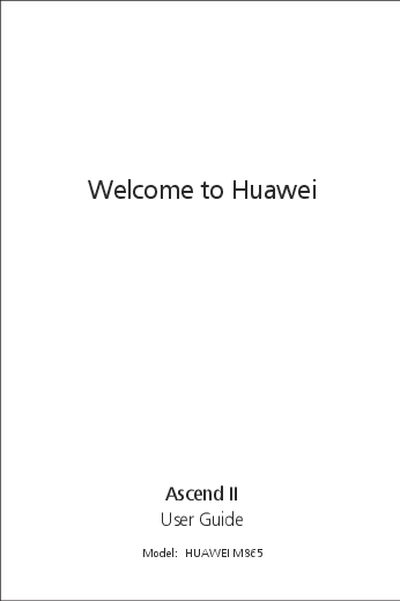 Huawei Ascend II M865 User Guide - cover page