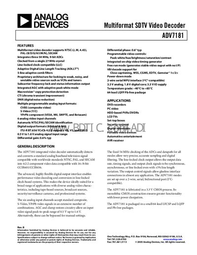 ANALOG DEVICES ADV7181B handbook3 - cover page
