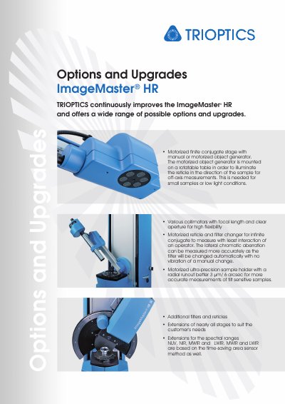 TRIOPTICS ImageMaster HR Options and Upgrades Product Leaflet
