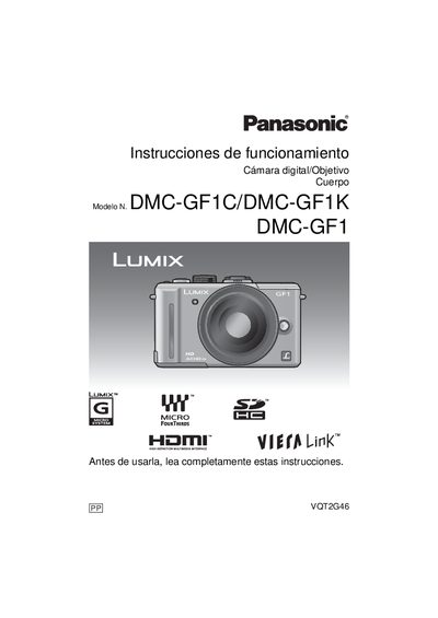 Panasonic DMC-GF1C/DMC-GF1K/DMC-GF1 Digital Camera Operating Instructions - cover page