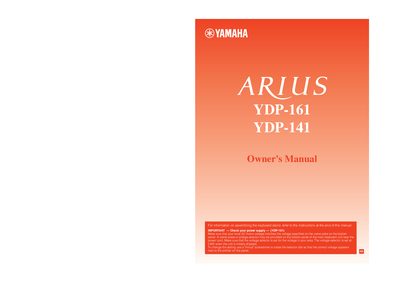 Yamaha YDP-161/YDP-141 Digital Piano User Manual