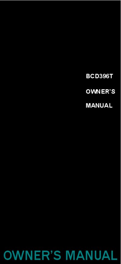 Uniden BCD396T Scanner Owner's Manual - cover page