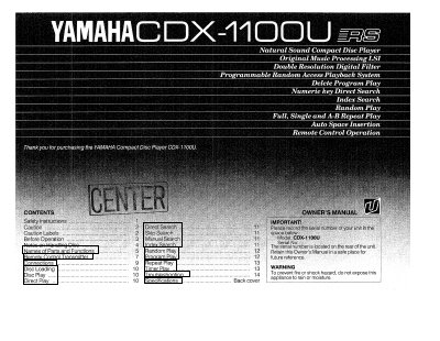 YAMAHA RCDX-710/U Manual - cover page