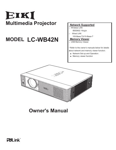 EIKI LC-WB42N Multimedia Projector Owner's Manual - cover page