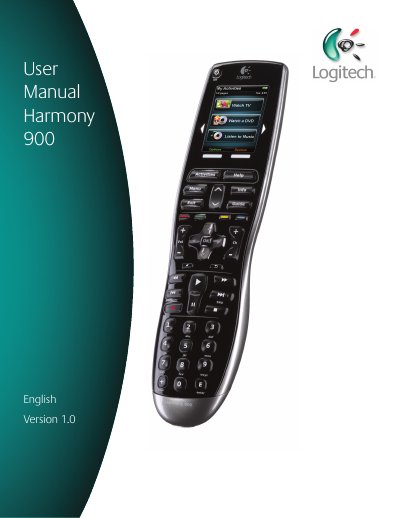 Logitech Harmony 900 Universal Remote User Manual - cover page