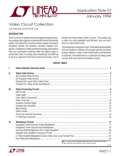 Linear Technology AN57 Video Circuit Collection Application Note - cover page