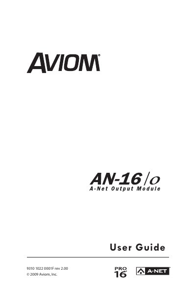 Aviom AN-16/o A-Net Output Module User Guide - cover page